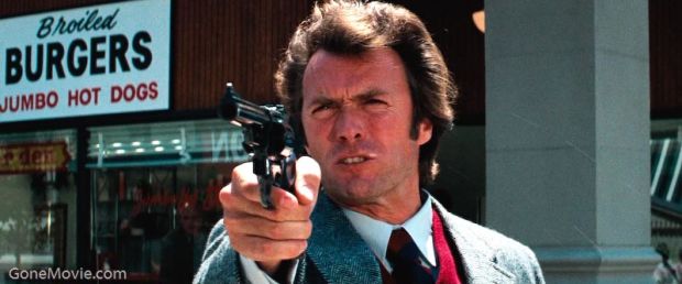 Harry is called Dirty Harry because he draws every dirty job. While eating a hot dog, he winds up shooting a bunch of bank robbers.